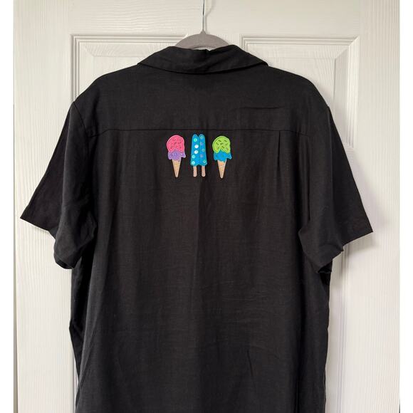 The Quacker Factory Linen Blend Embroidered Ice Cream Popsicles Top Size 1X - Picture 12 of 13